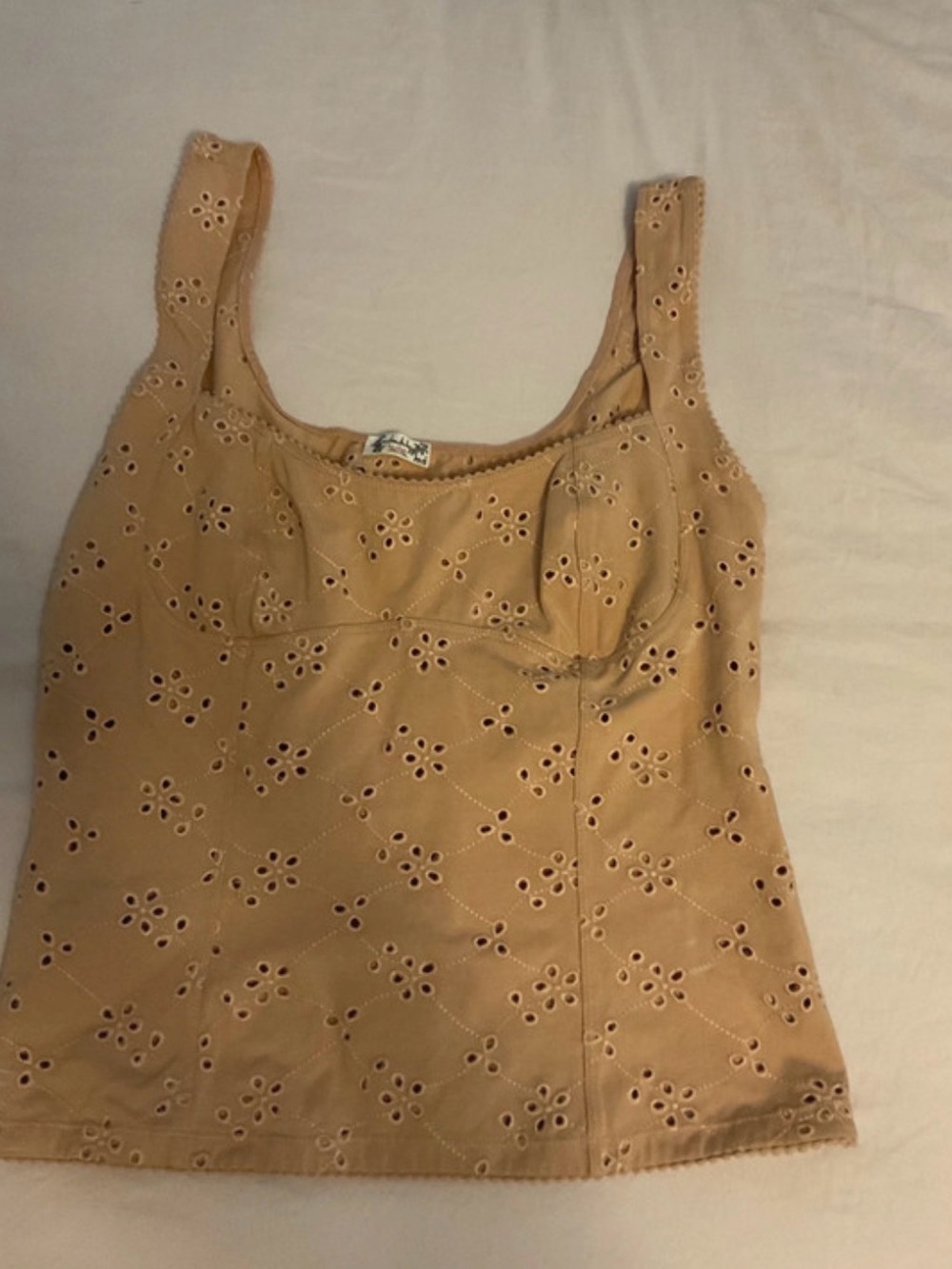 Free People Full Bloom Cotton Eyelet Cami Tan - Picture 6 of 6